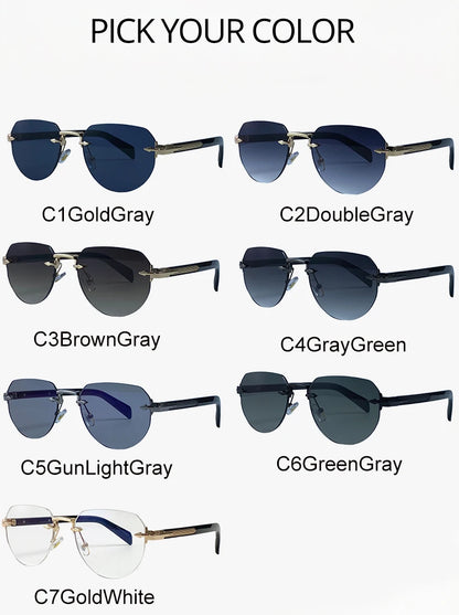 Square Rimless Punk Sunglasses Men Designer Vintage Polygon Metal Sun Glasses Male Fashion Eyewear Pilot Shades