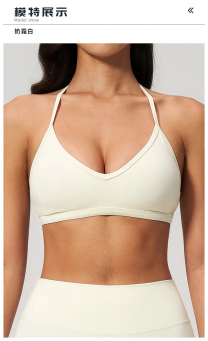Sporty Woman Top New Brushed Yoga Wear For Women Halter Neck Bra Shockproof Quick-dry Summer Women Underwear Gym Clothes Woman