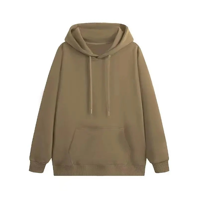 Oversize Hoodie Sweatshirt Pure Color Fleece Lined Couple Style High Quality Green Heavyweight Hooded Jacket for Men And Women