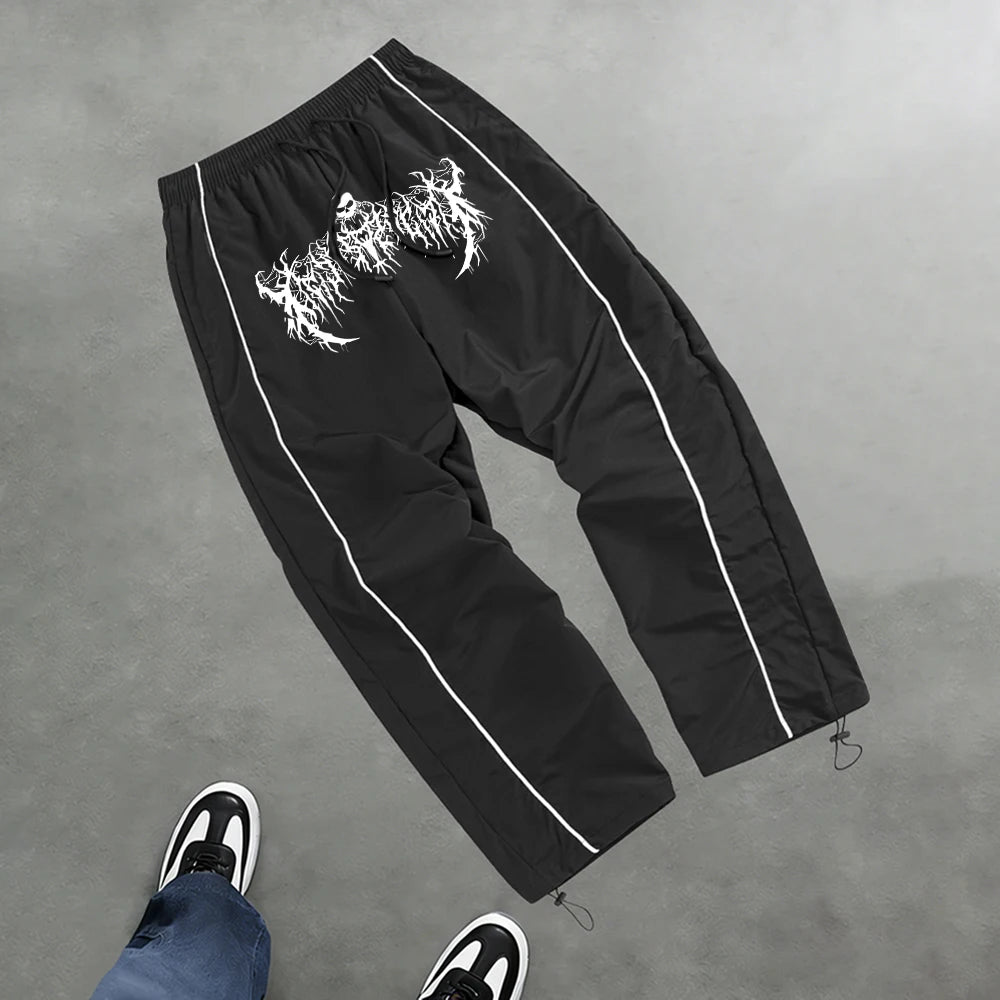 Men's Trendy Skull And Thorn Print Casual Athletic Pants Fitness Training Pants Suitable For Daily Commute And Fashionable Wear