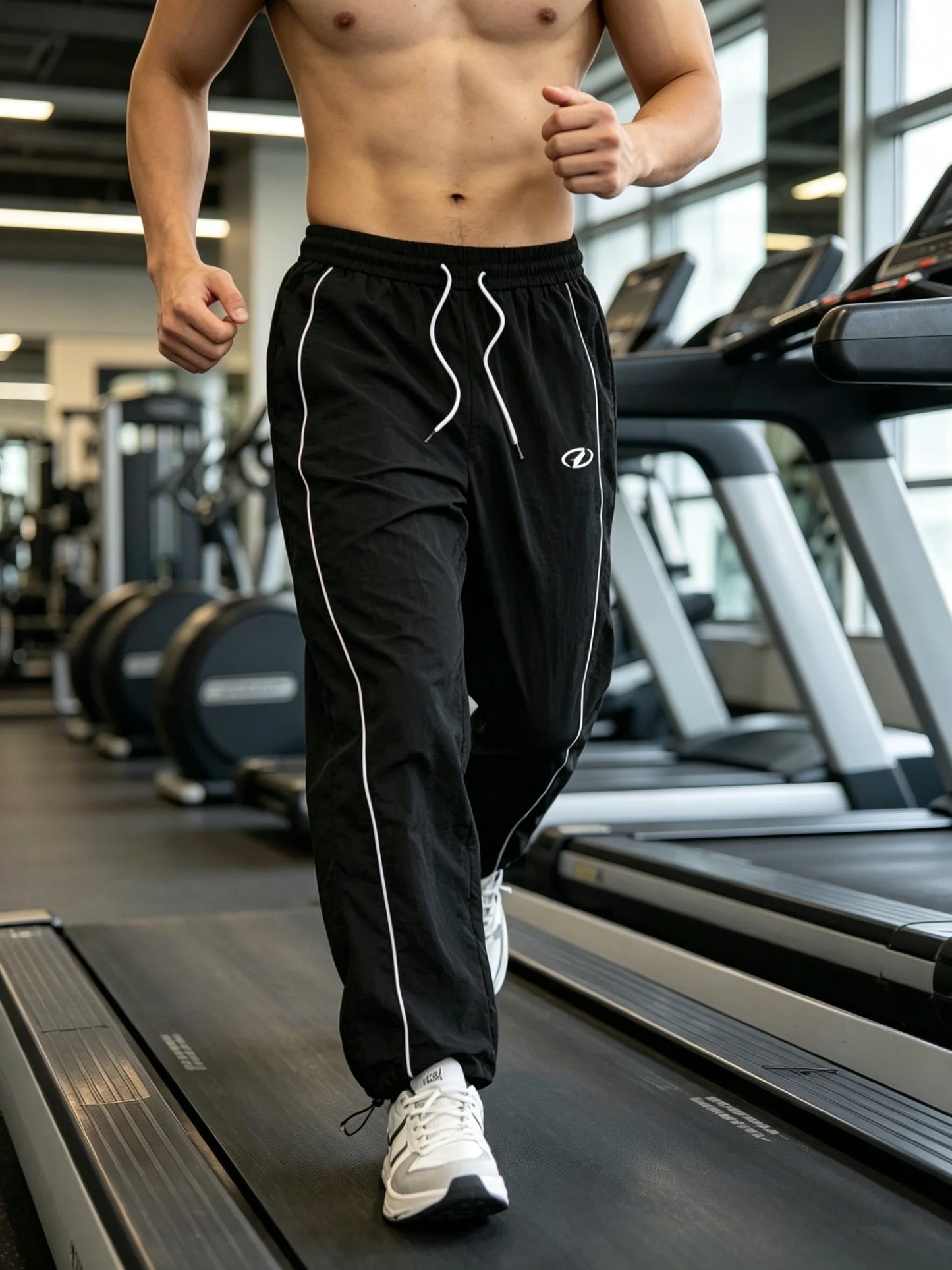 Men's 4-Color Side Stripe Print Track Pants Elastic Waist Drawstring Hem Joggers Spring Summer Gym Casual Sports Trousers