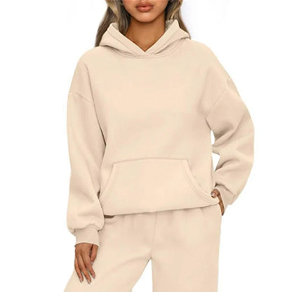 Casual Sports hoodie Sweatshirt Solid-color long-sleeve Women's Fashion Loose hoodie Women's tops pullover