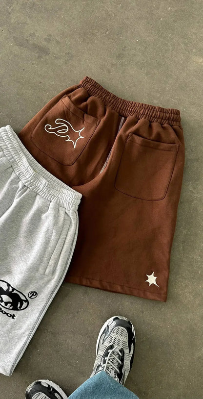 Grey Cotton Y2K Hiphop Streetwear Shorts European Street Style Trendy Baggy Casual Cargo Urban Casual Wear Fashion