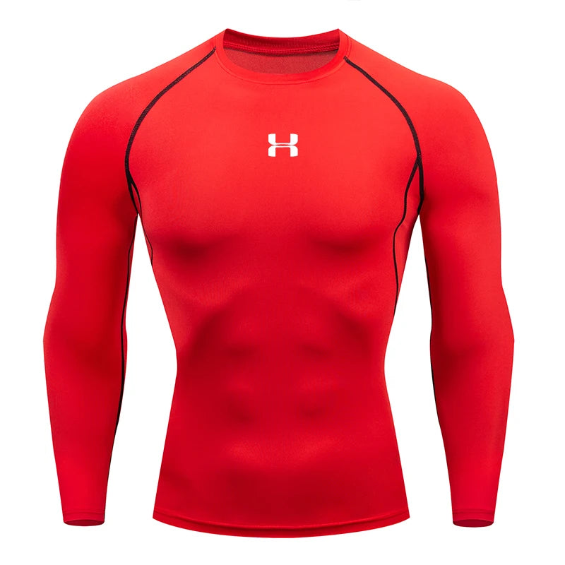 Men's Tight Fitting Long Sleeved Shirt, Quick Drying Muscle Fitting Sports Top, for Exercise Training, Fitness Running, Fit
