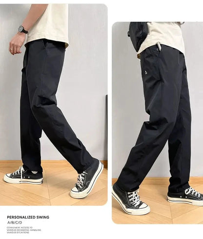 Summer Thin Cargo Pants Men Casual Tapered Trousers with Zipper Pockets Quick Dry Streetwear Pants for Outdoor Daily Wear S-3XL