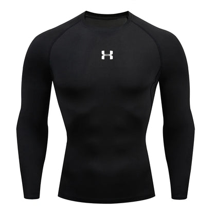 Men's Tight Fitting Long Sleeved Shirt, Quick Drying Muscle Fitting Sports Top, for Exercise Training, Fitness Running, Fit
