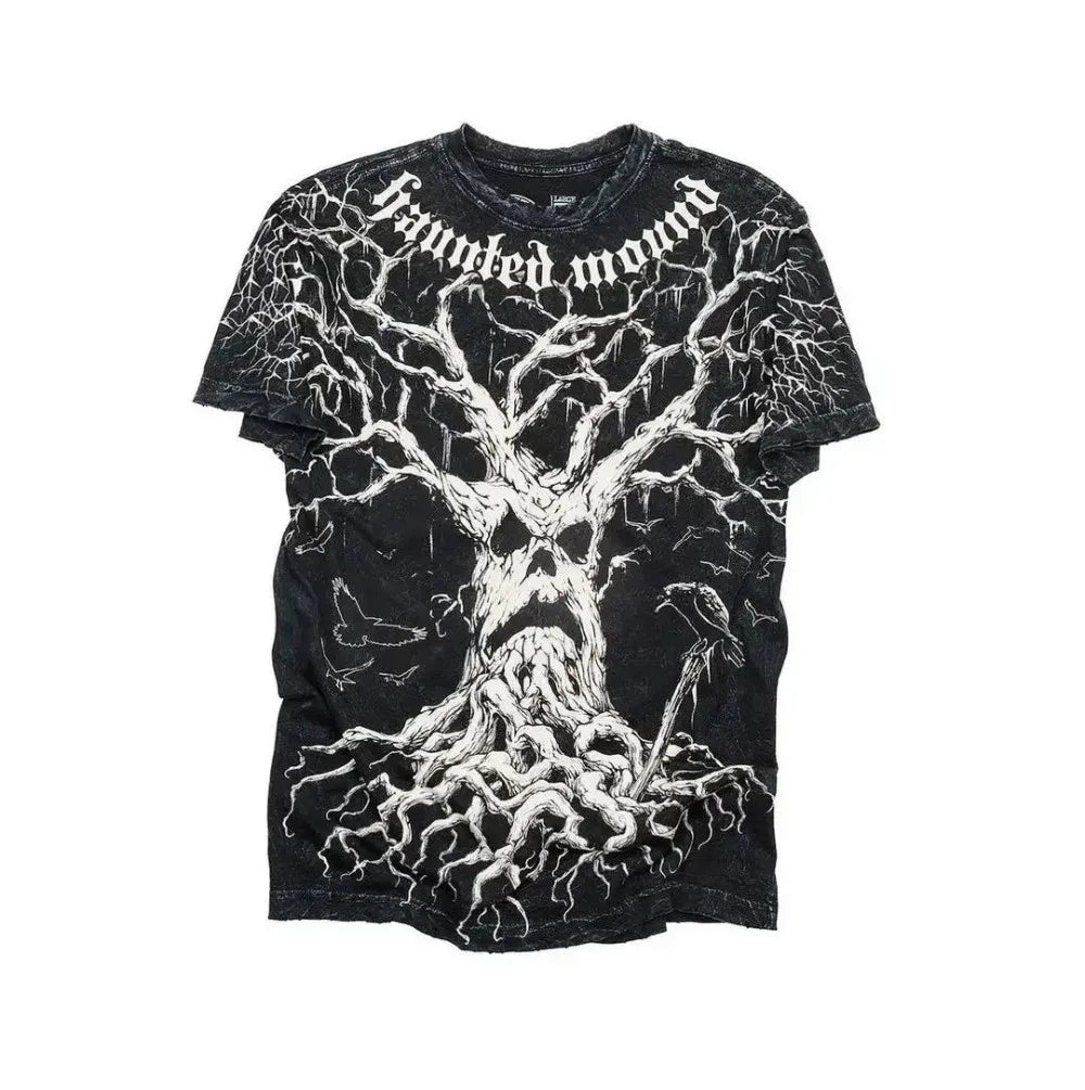 Summer New Men's Breathable Round Neck T-shirt Y2K Retro Clothing Punk Hip Hop Pattern Printed