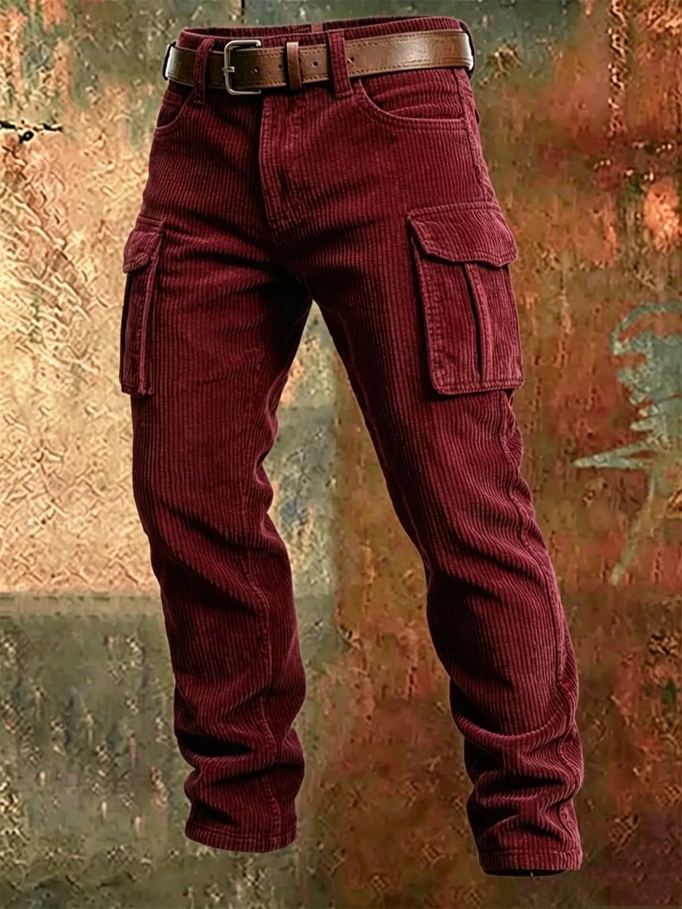 Spring Summer Stylish Straight Cargo Pants Men Casual Texture Corduroy Trousers For Men Daily Leisure Loose Pant Streetwear