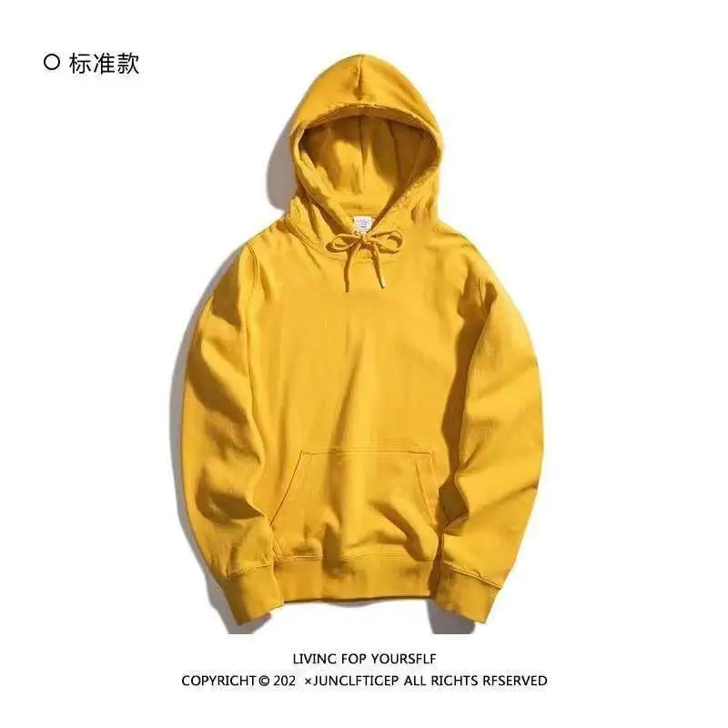 Oversize Hoodie Sweatshirt Pure Color Fleece Lined Couple Style High Quality Green Heavyweight Hooded Jacket for Men And Women