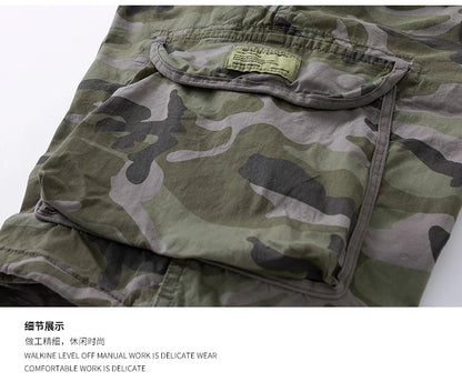 Men's Camo Cargo Shorts Outdoor Multi-Pocket Cotton Casual Shorts Summer Half Pants Breathable Shorts