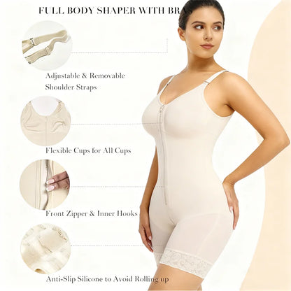 Detachable Straps Full Body Shaper Tummy Slimming Postpartum Stage 3 Girdle Push Up Butt Lifter Shapewear