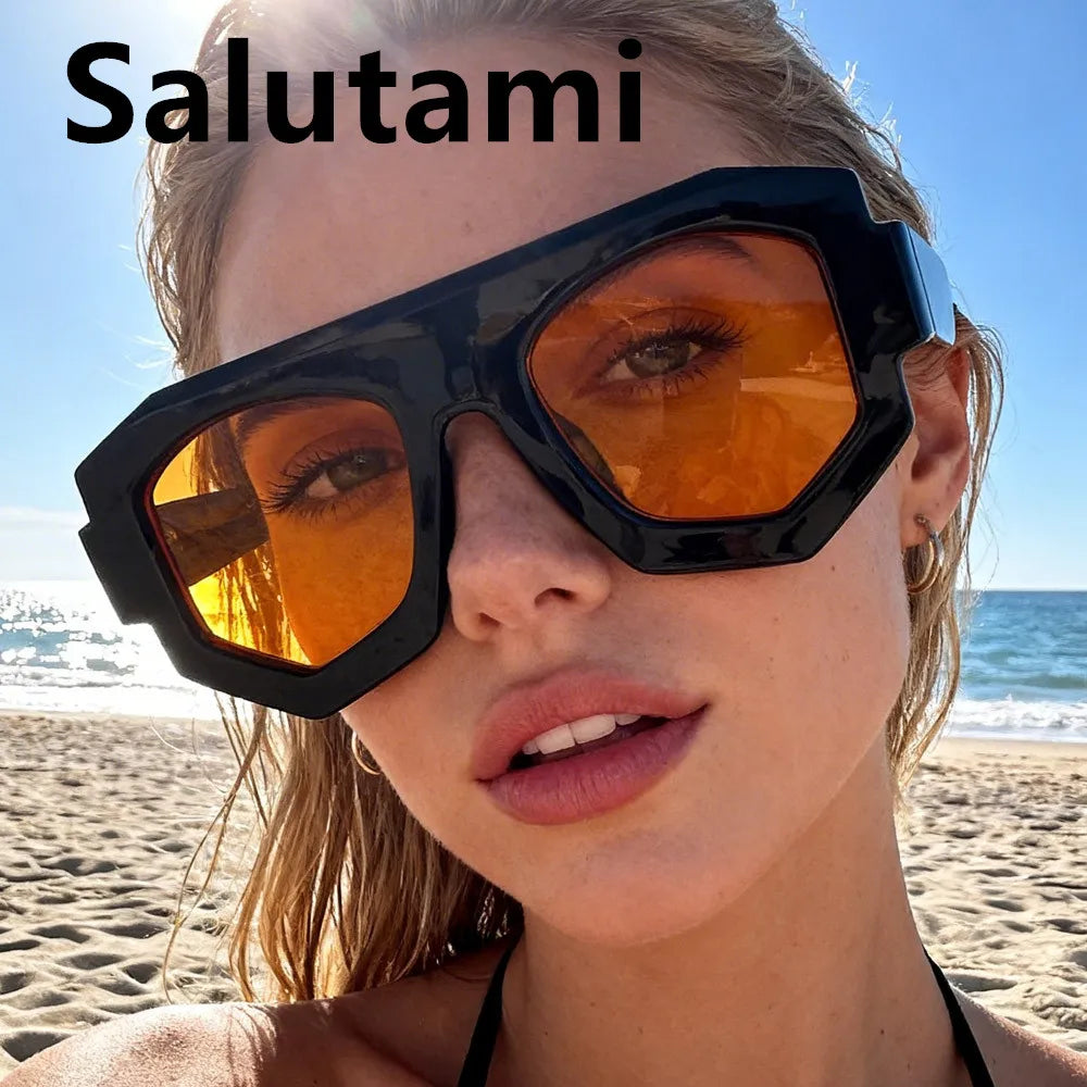 irregular square candy color sunglasses for women new fashion black yellow sun glasses
