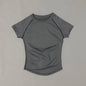 Histello Women Short Sleeve Sports T-Shirt Round Neck Breathable Stretchy Quick Dry Top Yoga Gym Running Fitness Activewear