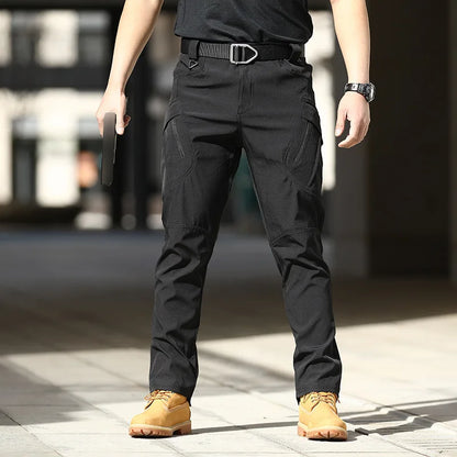 Men Outdoor Pants Multi Pockets Elastic Tactical Pant Waterproof Plus Size Casual Cargo Trousers Pockets Men Clothing