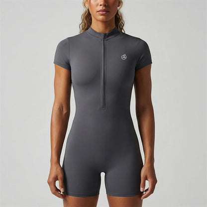 Women New Bum Zipper Workout Rompers Sports Overalls Women Gym Clothing Running Fitness Suits Gym Tracksuit Short Jumpsuits