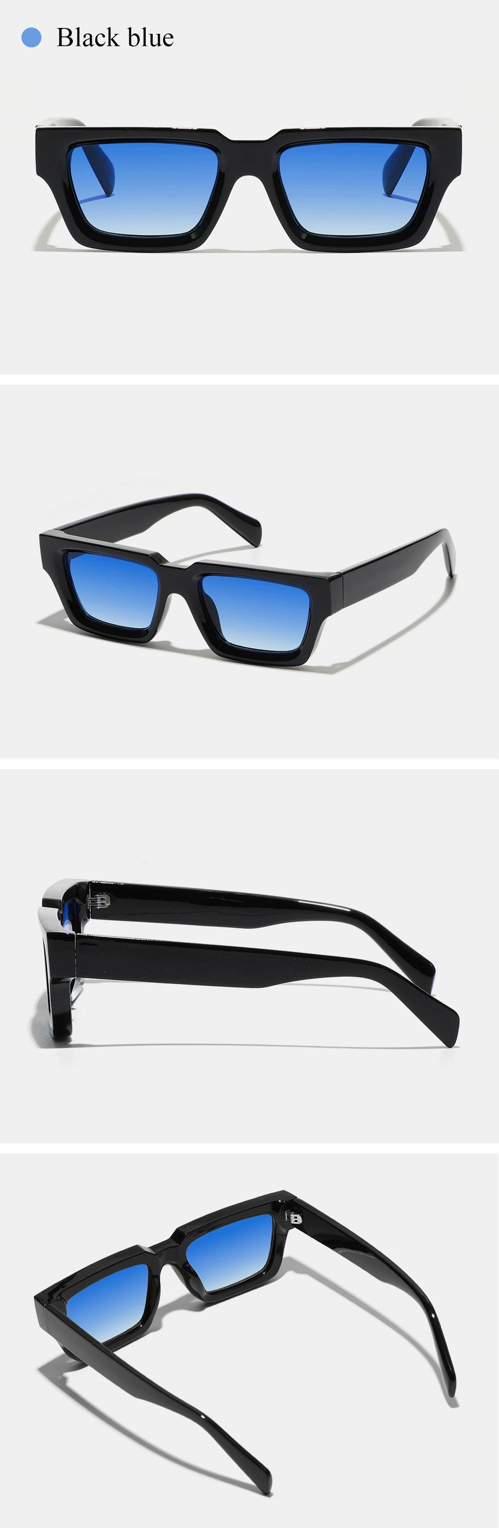 Ruiao fashion black small rectangular thick frame sunglasses for men and women rectangular summer wear shades