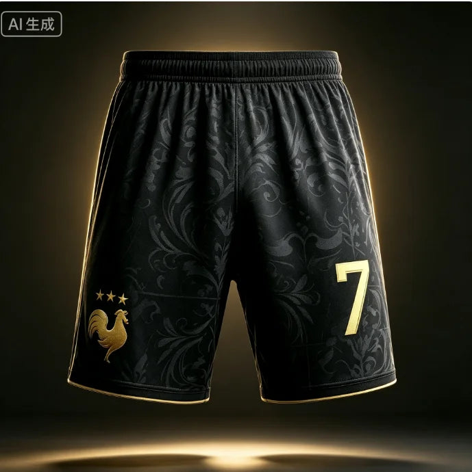 France National Team Mbappe No.10 Football Shorts,3D All Over Print Short Pants, Unisex Family Matching Fan Sports