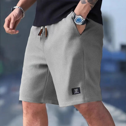 Summer Men's Waffle Texture Casual Sports Beach Shorts Quick Dry Trendy Versatile Bermuda Shorts Streetwear Lightweight