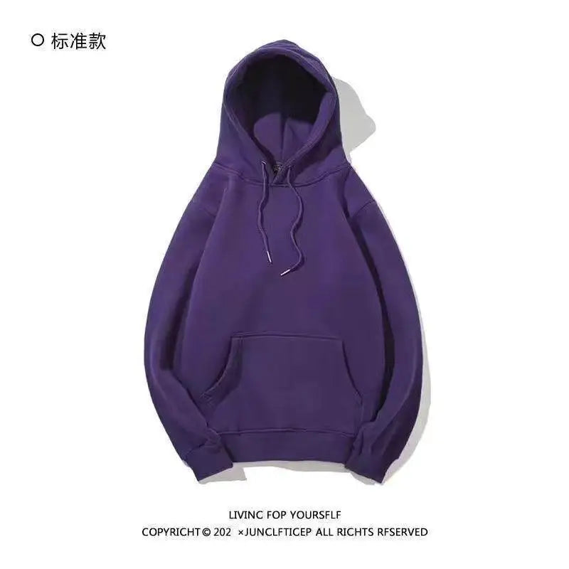 Oversize Hoodie Sweatshirt Pure Color Fleece Lined Couple Style High Quality Green Heavyweight Hooded Jacket for Men And Women