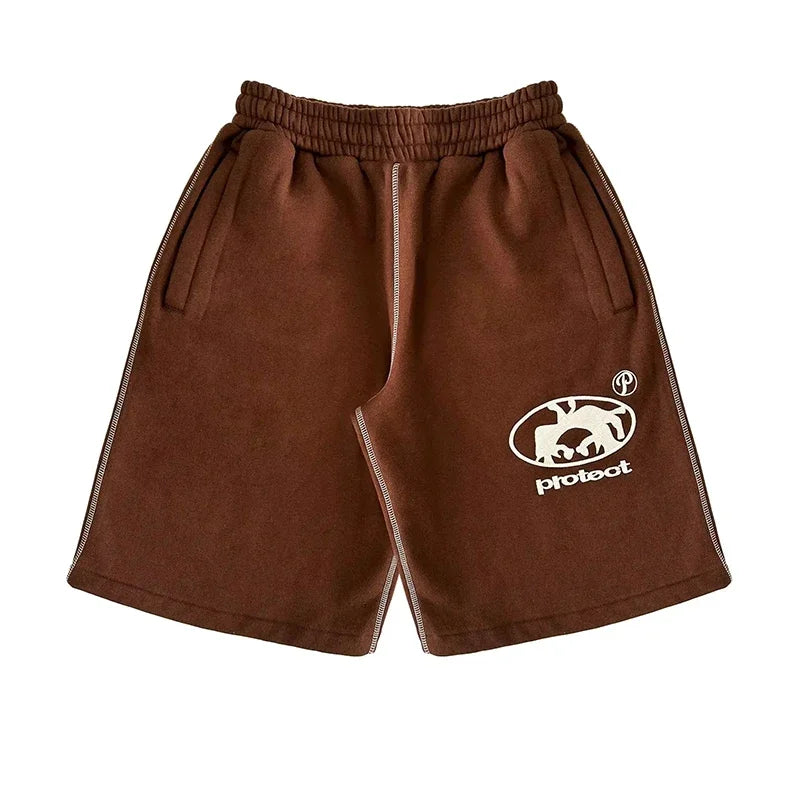 Grey Cotton Y2K Hiphop Streetwear Shorts European Street Style Trendy Baggy Casual Cargo Urban Casual Wear Fashion