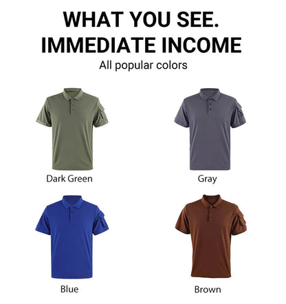 Soft Breathable Pocket Short Sleeve For Man Summer Loose Solid Polo Shirt New Fashion Daily Streetwear Sport Basic T-Shirt