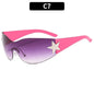 Rimless Punk Sunglasses Goggle Women Men Luxury Brand Wrap Around Sun Glasses Five Star Eyewear Sports One Piece Shades