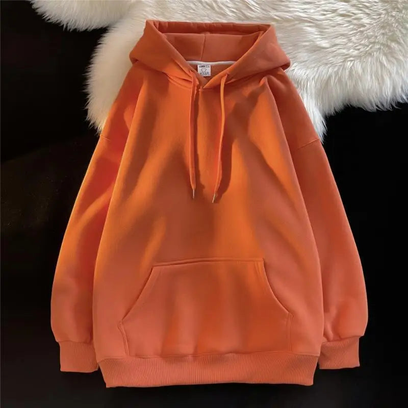 Oversize Hoodie Sweatshirt Pure Color Fleece Lined Couple Style High Quality Green Heavyweight Hooded Jacket for Men And Women