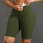 Solid Color Women Shorts with 3 Pockets Butt Lifting Workout Tights Stretch Athletic Five-pointed Pants Outdoor Fitness Shorts