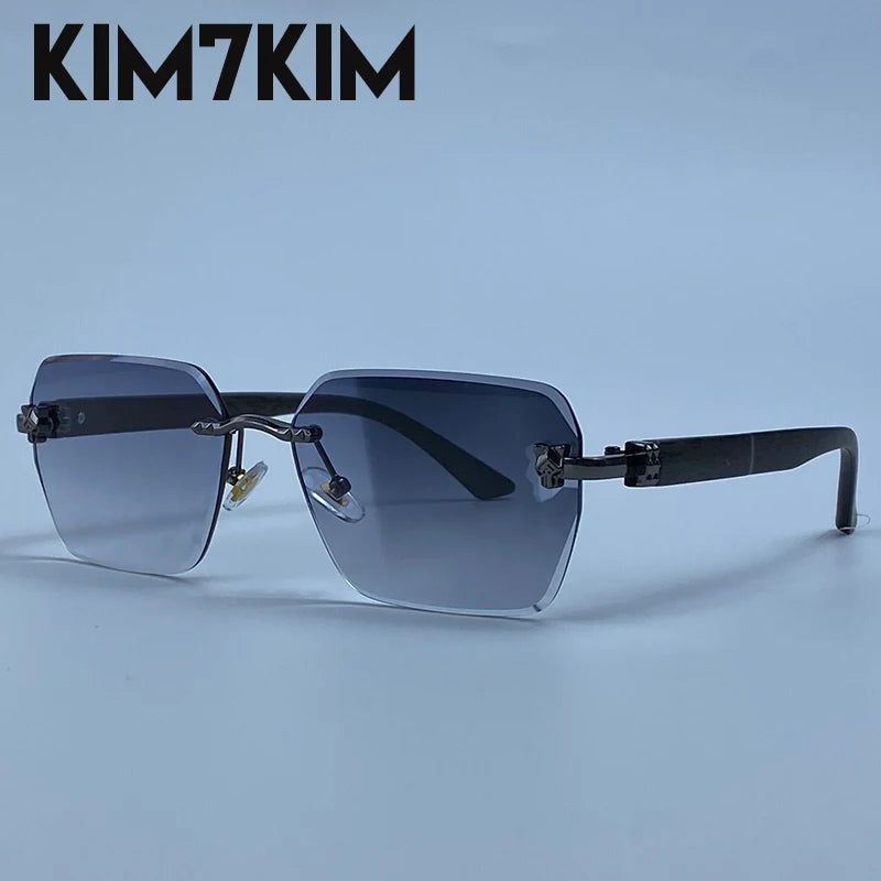 Square Rimless Photochromic Sunglasses Men Vintage Sun Glasses Luxury Designer Shades Male Cut Lenses Frameless Eyewear