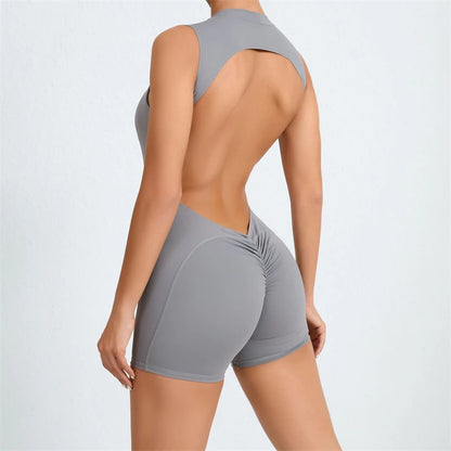 Allure The Brand Women Backless Romper ATB High Support Backless Sport Jumpsuit Hollow Gym Bodycon Short Jumpsuit Playsuit Women