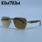 Square Rimless Photochromic Sunglasses Men Vintage Sun Glasses Luxury Designer Shades Male Cut Lenses Frameless Eyewear