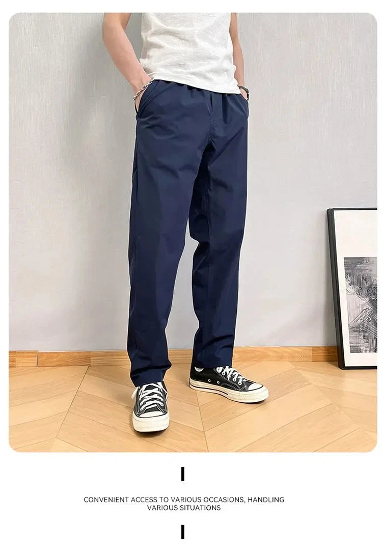 Summer Thin Cargo Pants Men Casual Tapered Trousers with Zipper Pockets Quick Dry Streetwear Pants for Outdoor Daily Wear S-3XL