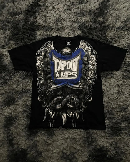 Southpole Y2K Vintage Cotton Graphic Tee Distressed Oversized Unisex T-Shirt with Gothic Print Streetwear Retro Soft Shirt Man