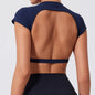 Hearuisavy Summer Sports Shirts Workout Tops Fitness Activewear Quick-Dry Yoga Clothes Sport Crop Tops Backless Gym Top Women