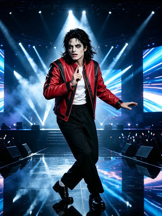 Adults Michael Red Faux Leather Jacket Pant Set Jackson Fashion Music Idol Character Creative Halloween Stage Performance Suits