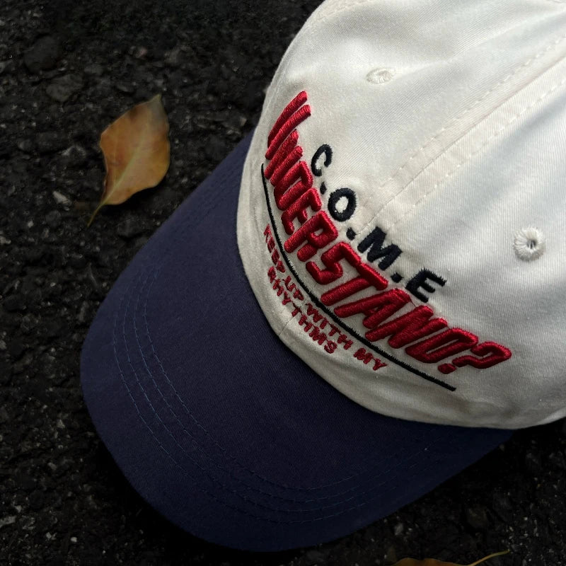 Street Color Blocked Duck Tongue Hat Looks Small, soft Top, wide Brim, deep Top, letter Baseball Cap for Men and Women