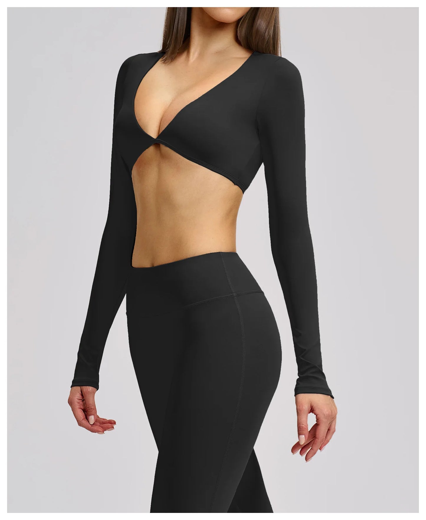 Sports Yoga Long Sleeve V T-shirt Sportswear Woman Gym Women's Female Clothing Slim Fit Sportswear Workout Clothes Fitness Wear