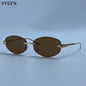 Vintage Rimless Oval Punk Sunglasses Men Luxury Designer Leopard Head Frameless Sun Glasses Hip Hop Outdoor Shades Eyewear