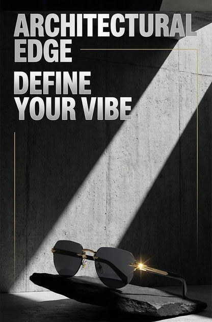 Square Rimless Punk Sunglasses Men Designer Vintage Polygon Metal Sun Glasses Male Fashion Eyewear Pilot Shades