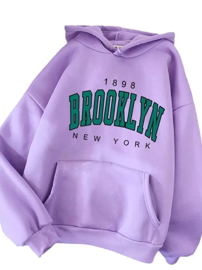 New Fleece Loose Women's Hoodie Brooklyn Printed Couple Hoodie