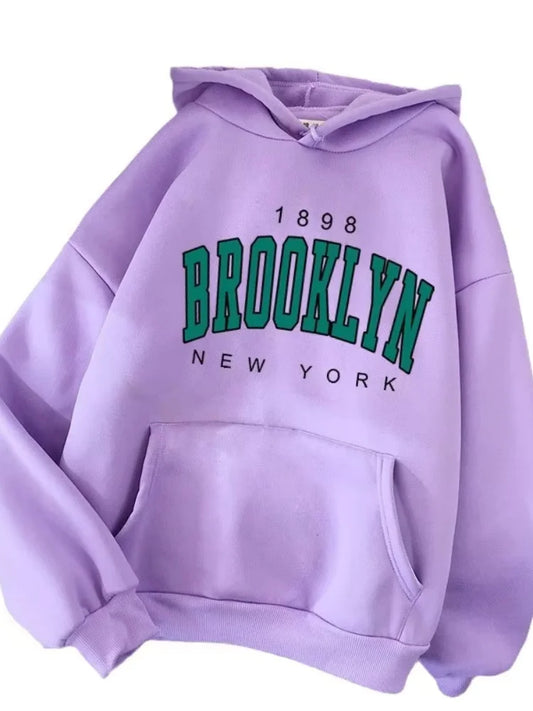 New Fleece Loose Women's Hoodie Brooklyn Printed Couple Hoodie