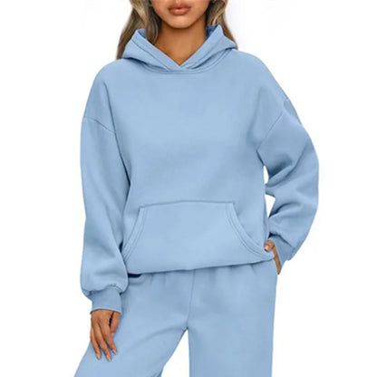 Casual Sports hoodie Sweatshirt Solid-color long-sleeve Women's Fashion Loose hoodie Women's tops pullover