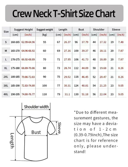 Summer Street Style New Trend High-Quality 100% Pure Cotton Men's T-Shirt Suitable for Outdoor Leisure Sports Short Sleeve