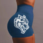 Wolf head three-piece pants high-elastic seamless high-waisted shorts