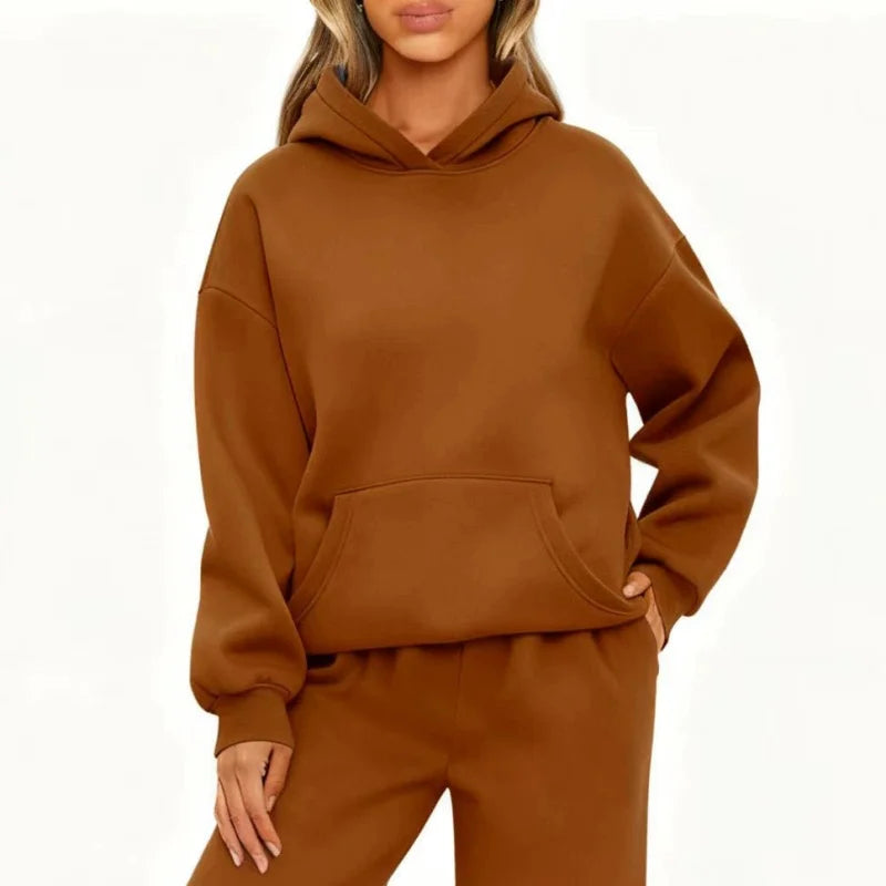 Casual Sports hoodie Sweatshirt Solid-color long-sleeve Women's Fashion Loose hoodie Women's tops pullover