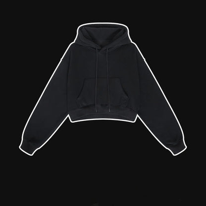 Profashion  Loose Hoodies Women Autumn Winter Long Sleeve Crop Top Streetwear Solid Drawstring Hooded Shirt Casual Female Sweatshirt