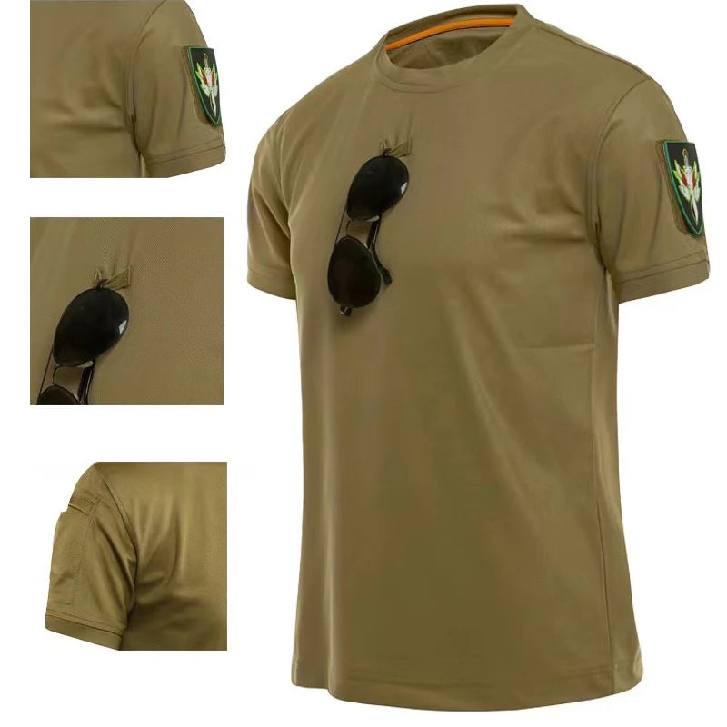 Men Summer Quick Dry T-shirt Breathable Pullover Climbing Tees Casual Cargo Shirts