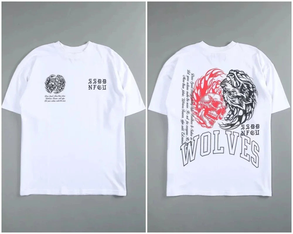 New Darc Wolves Short-sleeved T-shirts Running Fitness Tops Gym Tee