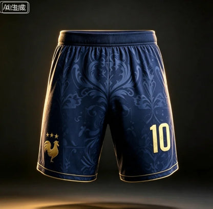France National Team Mbappe No.10 Football Shorts,3D All Over Print Short Pants, Unisex Family Matching Fan Sports