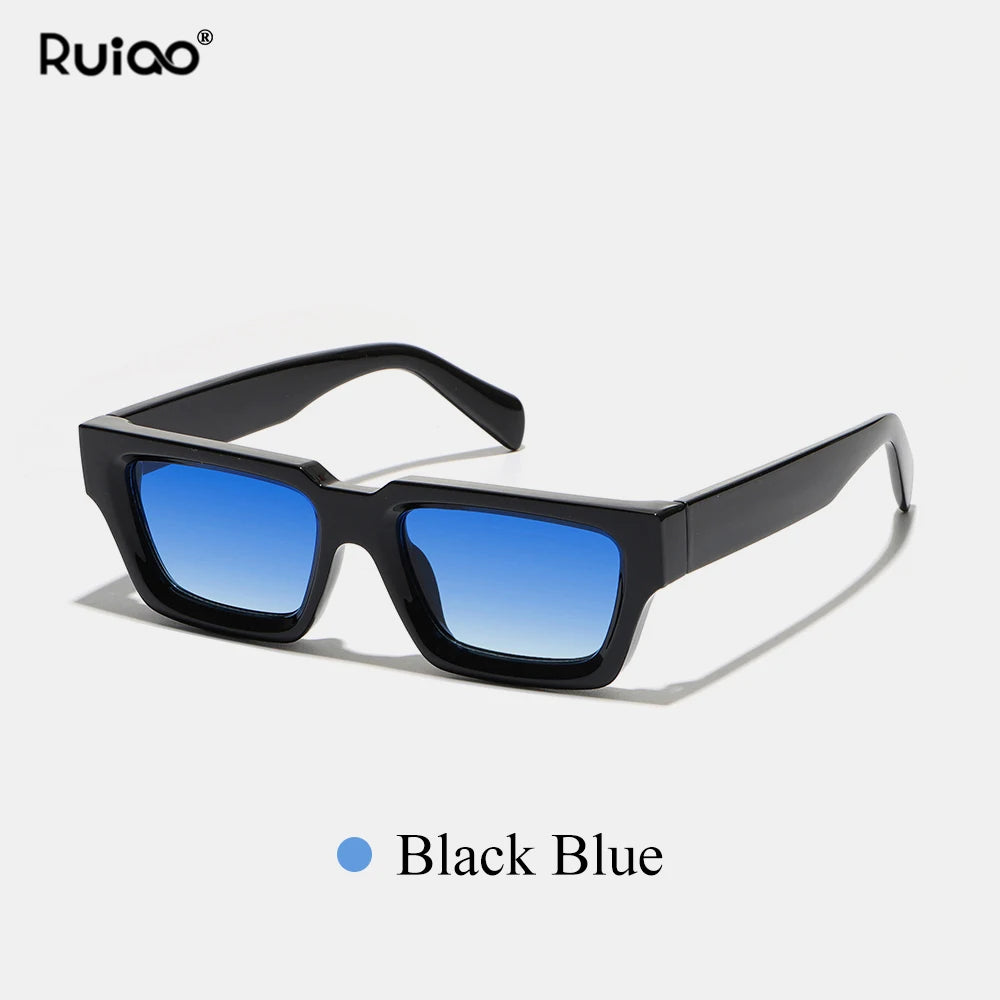 Ruiao fashion black small rectangular thick frame sunglasses for men and women rectangular summer wear shades